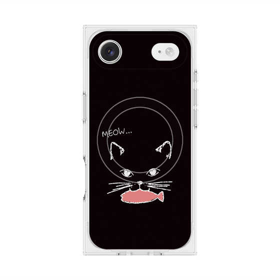 プレミアムスクエアケース with MagSafe［ 食いしん坊なねこ - Black ］