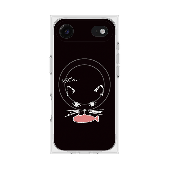 プレミアムスクエアケース with MagSafe［ 食いしん坊なねこ - Black ］