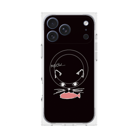 プレミアムスクエアケース with MagSafe［ 食いしん坊なねこ - Black ］