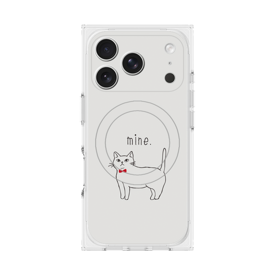 プレミアムスクエアケース with MagSafe［ 蝶ネクタイねこ - White ］