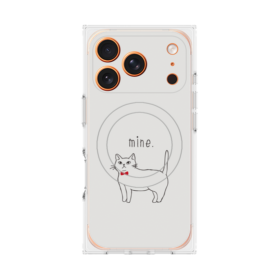 プレミアムスクエアケース with MagSafe［ 蝶ネクタイねこ - White ］