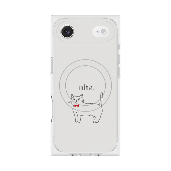 プレミアムスクエアケース with MagSafe［ 蝶ネクタイねこ - White ］
