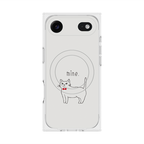 プレミアムスクエアケース with MagSafe［ 蝶ネクタイねこ - White ］