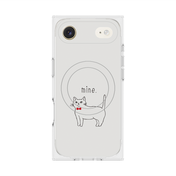 プレミアムスクエアケース with MagSafe［ 蝶ネクタイねこ - White ］