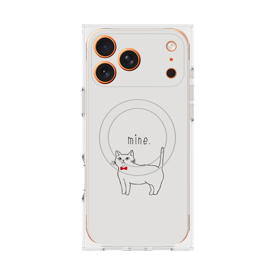 プレミアムスクエアケース with MagSafe［ 蝶ネクタイねこ - White ］