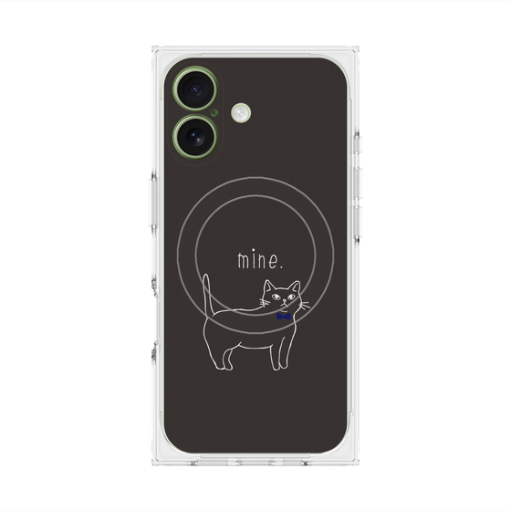 プレミアムスクエアケース with MagSafe［ 蝶ネクタイねこ - Black ］