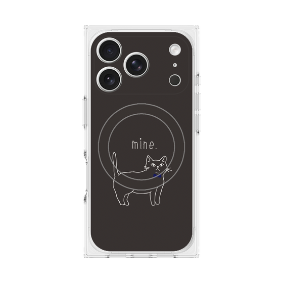 プレミアムスクエアケース with MagSafe［ 蝶ネクタイねこ - Black ］
