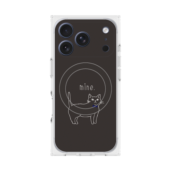 プレミアムスクエアケース with MagSafe［ 蝶ネクタイねこ - Black ］