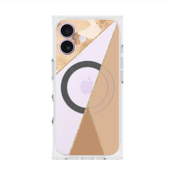 プレミアムスクエアケース with MagSafe［ マーブルトライアングルパレット - Beige ］