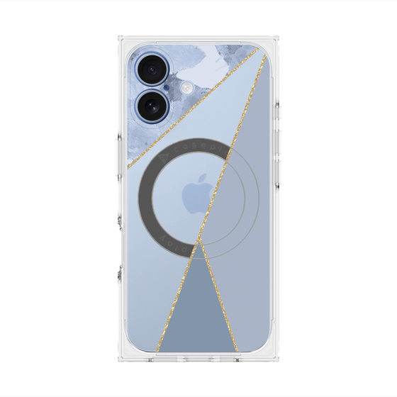 プレミアムスクエアケース with MagSafe［ マーブルトライアングルパレット - Blue ］