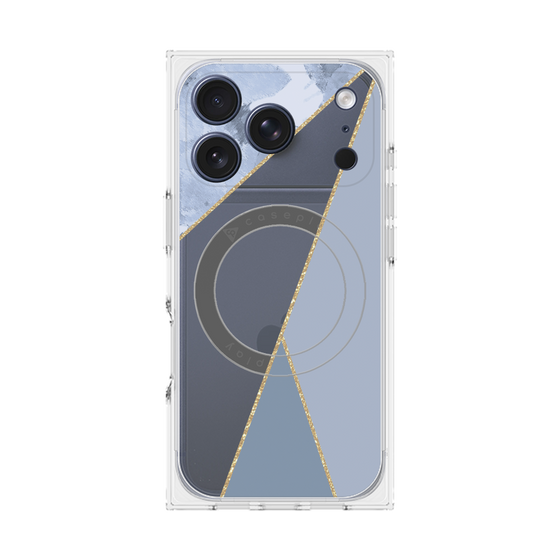 プレミアムスクエアケース with MagSafe［ マーブルトライアングルパレット - Blue ］