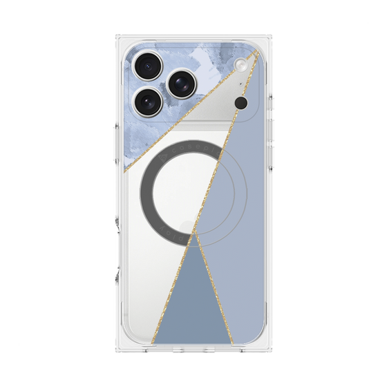 プレミアムスクエアケース with MagSafe［ マーブルトライアングルパレット - Blue ］