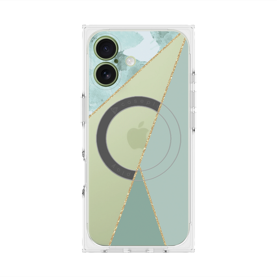 プレミアムスクエアケース with MagSafe［ マーブルトライアングルパレット - Green ］