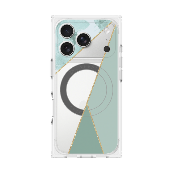 プレミアムスクエアケース with MagSafe［ マーブルトライアングルパレット - Green ］