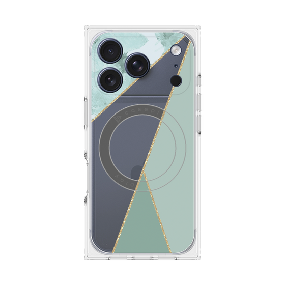 プレミアムスクエアケース with MagSafe［ マーブルトライアングルパレット - Green ］