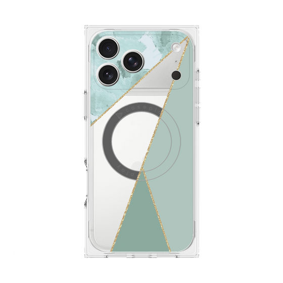 プレミアムスクエアケース with MagSafe［ マーブルトライアングルパレット - Green ］