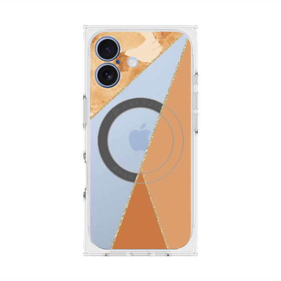 プレミアムスクエアケース with MagSafe［ マーブルトライアングルパレット - Orange ］