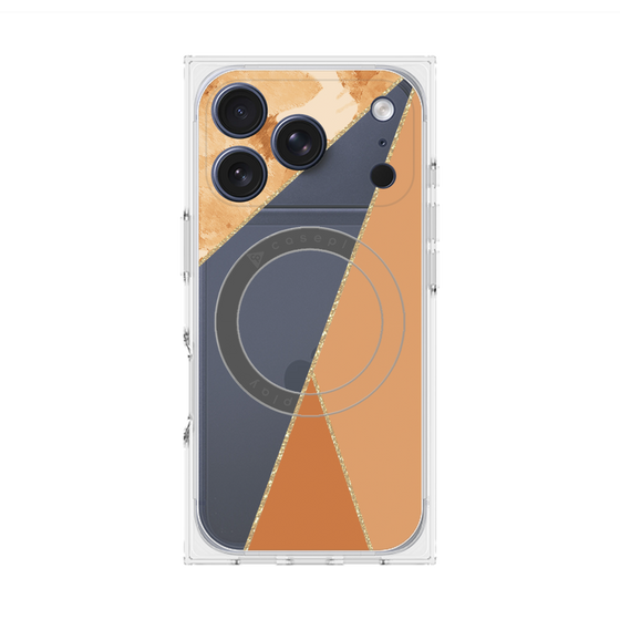 プレミアムスクエアケース with MagSafe［ マーブルトライアングルパレット - Orange ］