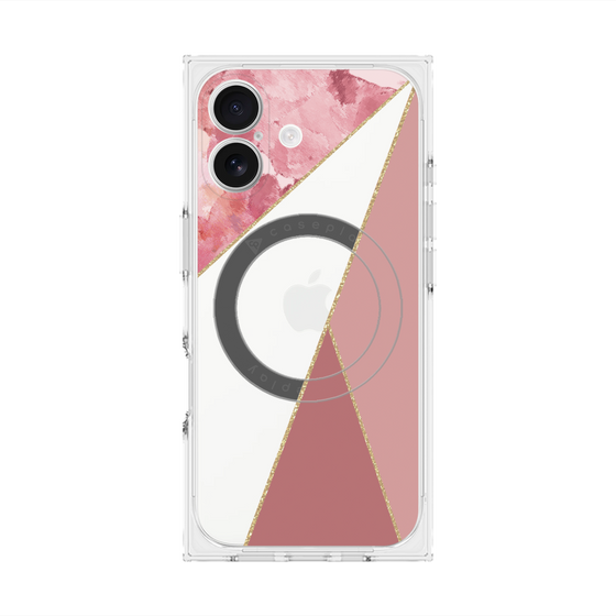 プレミアムスクエアケース with MagSafe［ マーブルトライアングルパレット - Pink ］