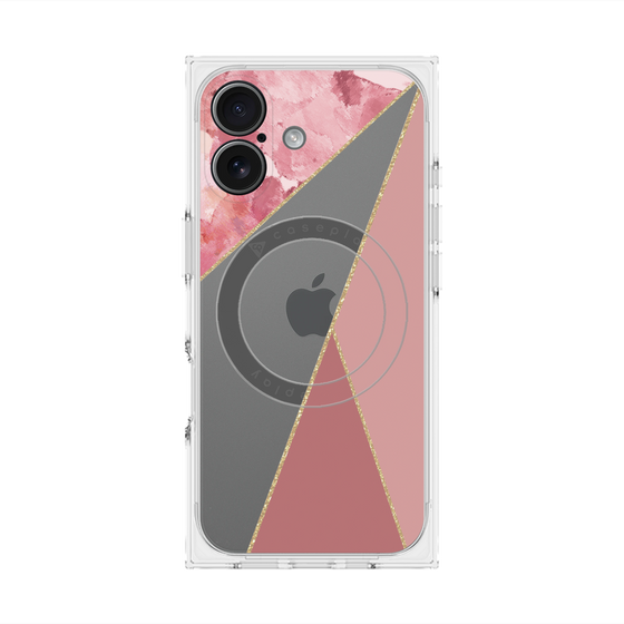 プレミアムスクエアケース with MagSafe［ マーブルトライアングルパレット - Pink ］