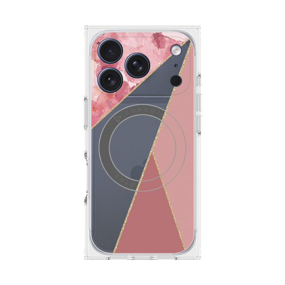 プレミアムスクエアケース with MagSafe［ マーブルトライアングルパレット - Pink ］