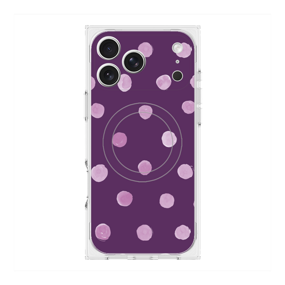 プレミアムスクエアケース with MagSafe［ 水彩ドット・レトロカラー - Purple ］