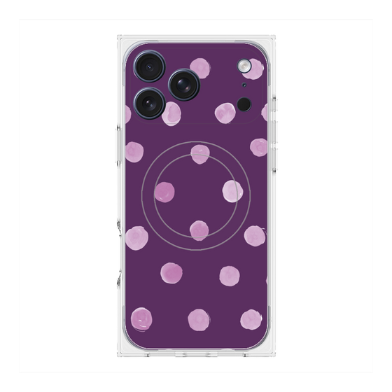プレミアムスクエアケース with MagSafe［ 水彩ドット・レトロカラー - Purple ］