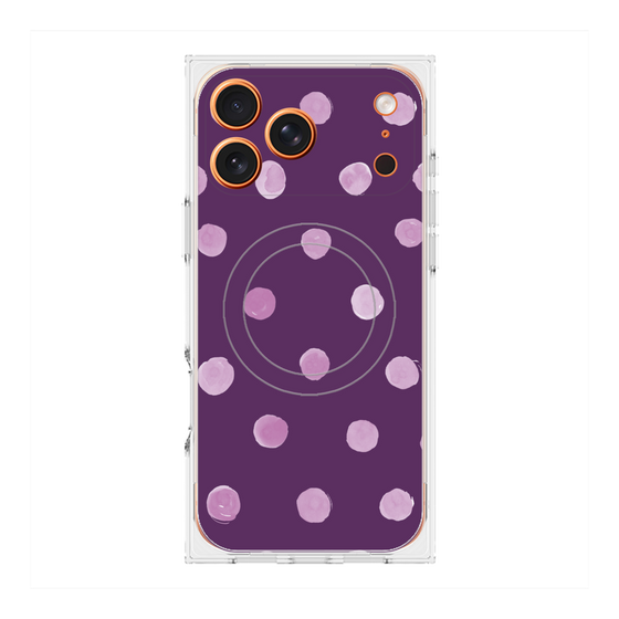 プレミアムスクエアケース with MagSafe［ 水彩ドット・レトロカラー - Purple ］