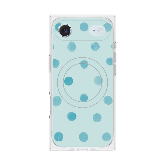 プレミアムスクエアケース with MagSafe［ 水彩ドット・レトロカラー - Light Blue ］