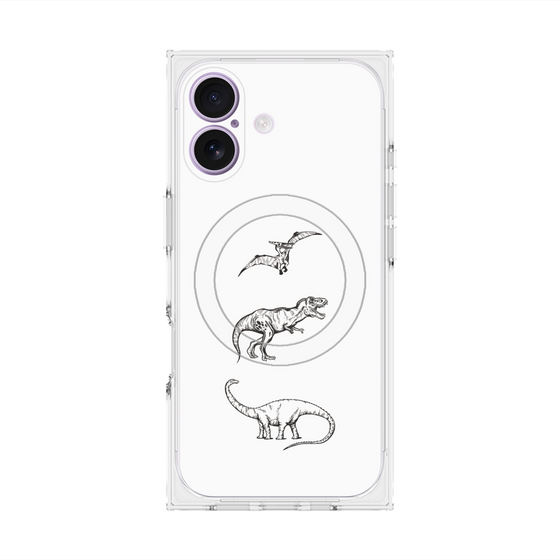 プレミアムスクエアケース with MagSafe［ Dinosaurs No.1 - White ］