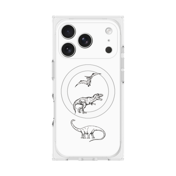 プレミアムスクエアケース with MagSafe［ Dinosaurs No.1 - White ］