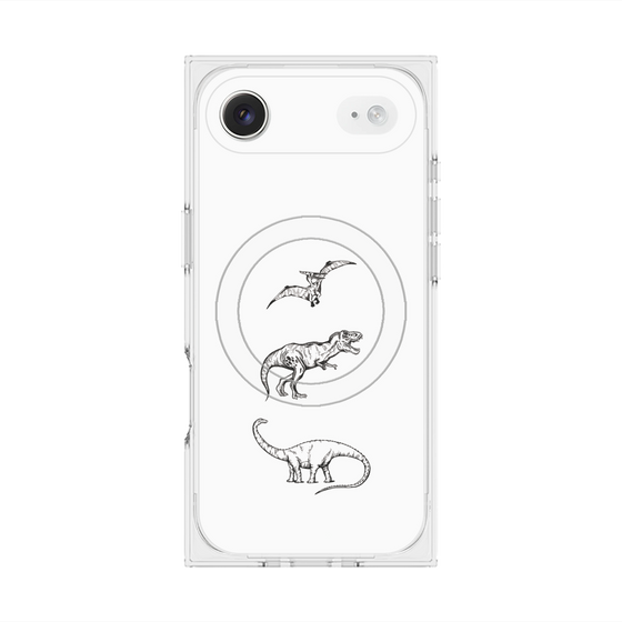 プレミアムスクエアケース with MagSafe［ Dinosaurs No.1 - White ］