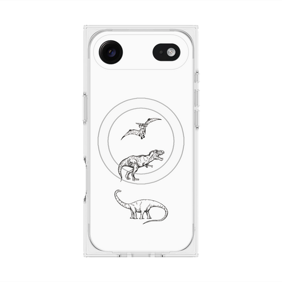 プレミアムスクエアケース with MagSafe［ Dinosaurs No.1 - White ］