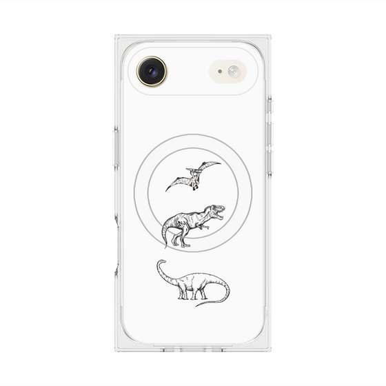 プレミアムスクエアケース with MagSafe［ Dinosaurs No.1 - White ］