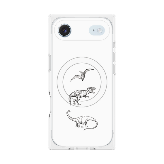 プレミアムスクエアケース with MagSafe［ Dinosaurs No.1 - White ］