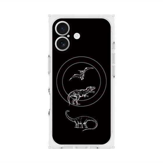 プレミアムスクエアケース with MagSafe［ Dinosaurs No.1 - Black ］