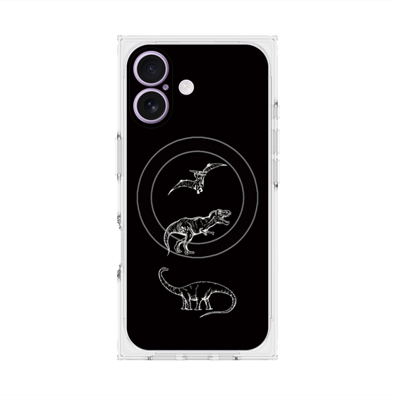 プレミアムスクエアケース with MagSafe［ Dinosaurs No.1 - Black ］