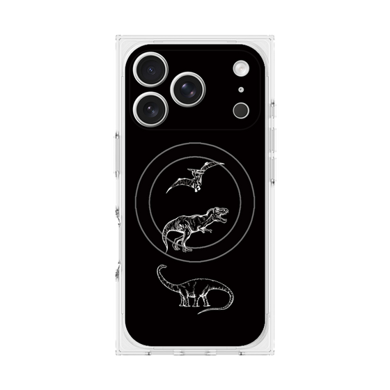 プレミアムスクエアケース with MagSafe［ Dinosaurs No.1 - Black ］