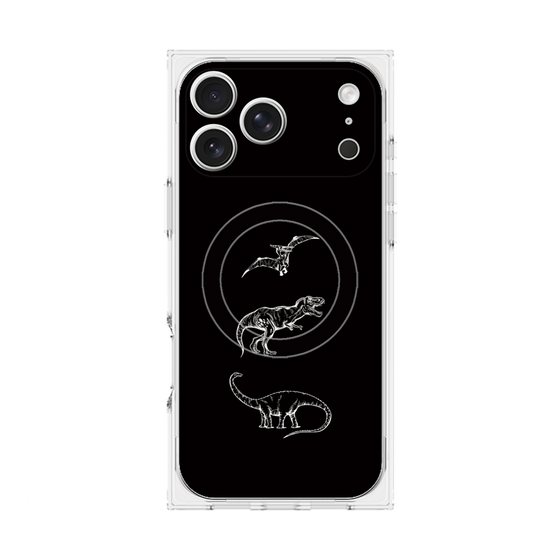 プレミアムスクエアケース with MagSafe［ Dinosaurs No.1 - Black ］