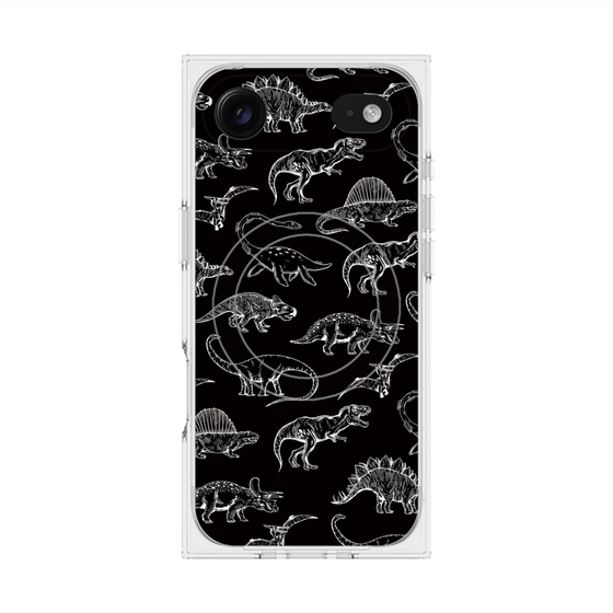 プレミアムスクエアケース with MagSafe［ Dinosaurs No.2 - Black ］