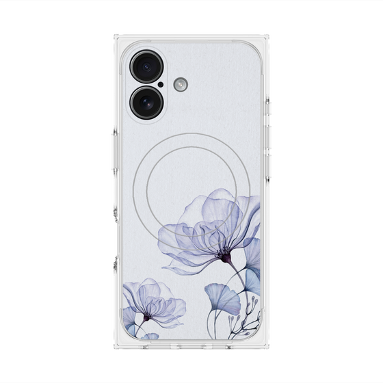 プレミアムスクエアケース with MagSafe［ Natural Flower - blue ］