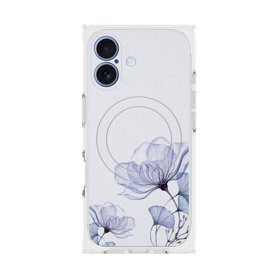 プレミアムスクエアケース with MagSafe［ Natural Flower - blue ］