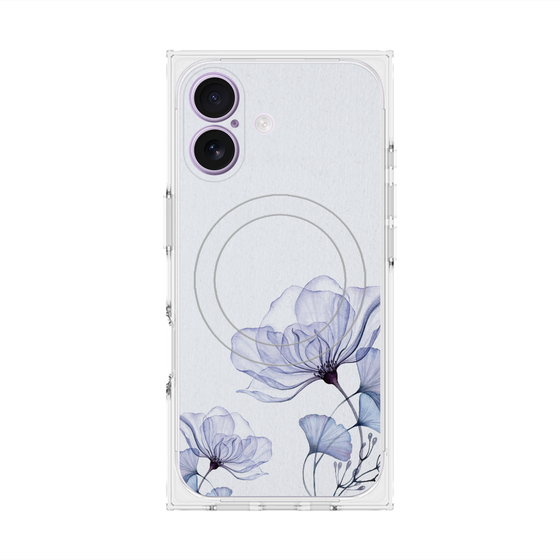 プレミアムスクエアケース with MagSafe［ Natural Flower - blue ］