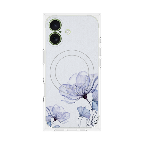 プレミアムスクエアケース with MagSafe［ Natural Flower - blue ］