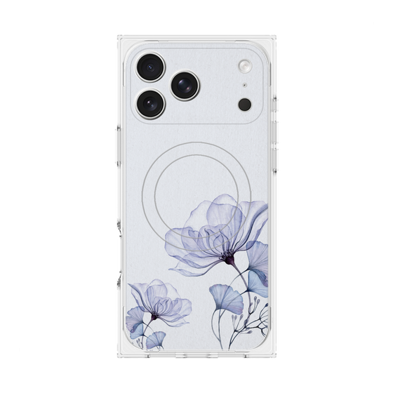 プレミアムスクエアケース with MagSafe［ Natural Flower - blue ］