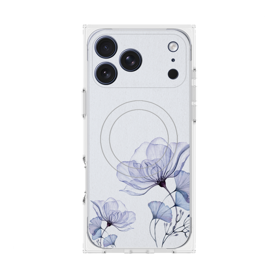 プレミアムスクエアケース with MagSafe［ Natural Flower - blue ］