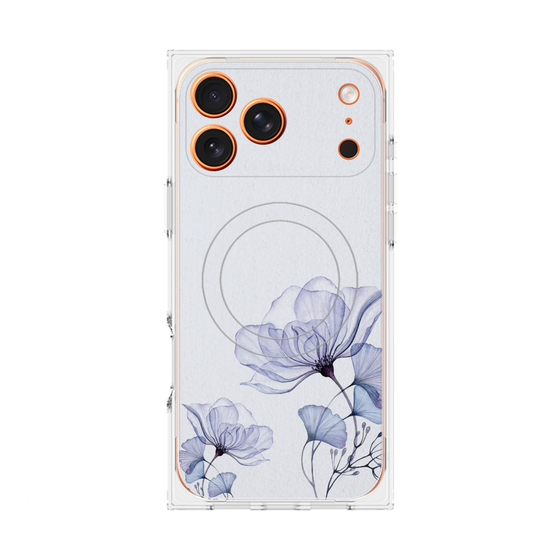 プレミアムスクエアケース with MagSafe［ Natural Flower - blue ］