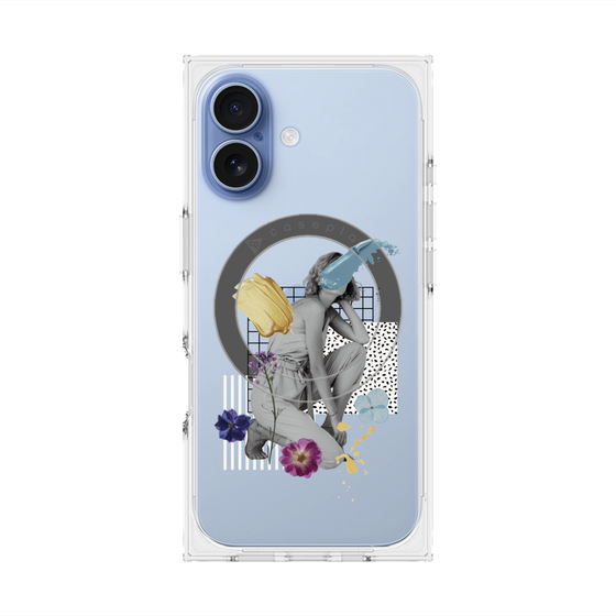 プレミアムスクエアケース with MagSafe［ Cool and languid Dull blue ］