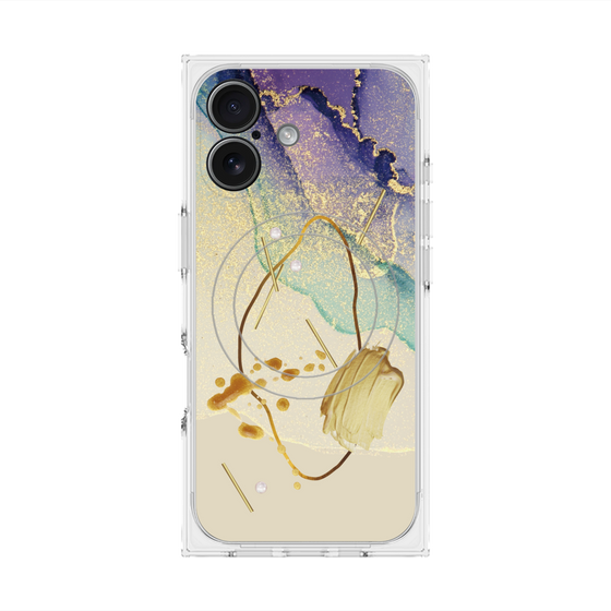 プレミアムスクエアケース with MagSafe［ Marble Nuance Painting Purple ］