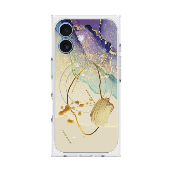 プレミアムスクエアケース with MagSafe［ Marble Nuance Painting Purple ］